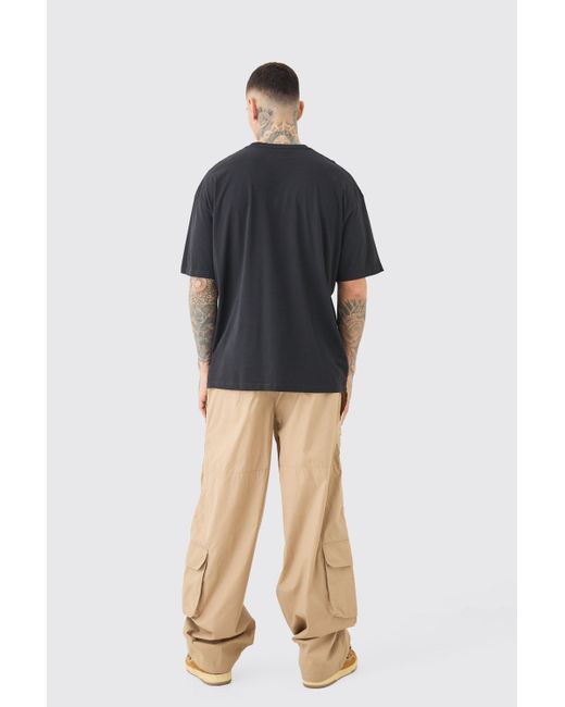 Boohoo Natural Tall Elasticated Waist Oversized Peached Cargo Trouser