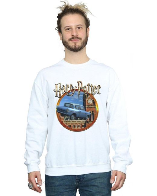 BoohooMAN White Harry Potter Flying Car Sweatshirt for men
