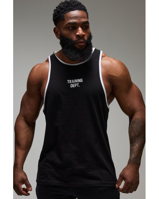 BoohooMAN Man Active Training Dept Ringer vesttop in Black für Herren