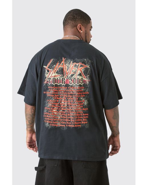 BoohooMAN Gray Plus Slayer License Front & Back Print T-shirt for men