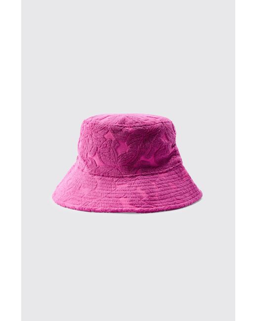 BoohooMAN Towelling Bucket Hat In Pink for men