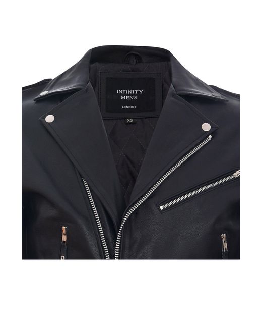 BoohooMAN Black Infinity Leather Fringe Hide Leather Brando Tasseled Motorcycle Biker Jacket for men