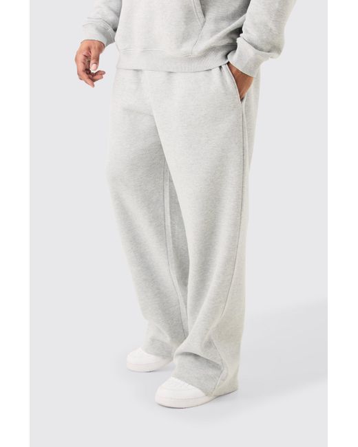 BoohooMAN White Plus Basic Relaxed Fit Jogger In Grey Marl for men