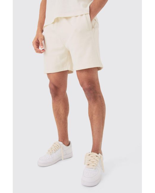 Relaxed Fit Short Length Heavyweight Short Boohoo de color White
