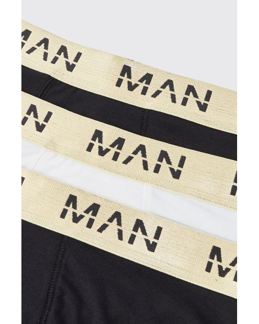 BoohooMAN Black 3 Pack Roman Gold Waistband Boxers In Multi for men