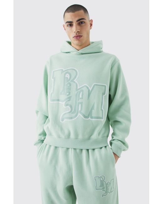 BoohooMAN Kastiger Trainingsanzug mit Bm-Print in Green für Herren
