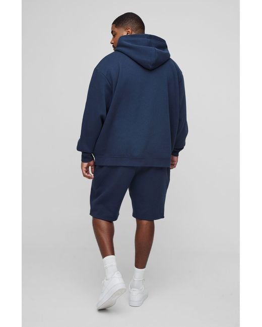 BoohooMAN Blue Plus Loose Fit Mid Length Basic Shorts for men