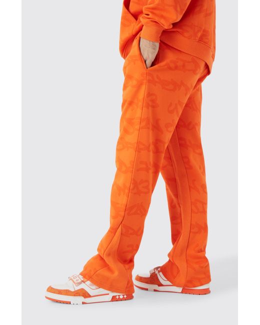 BoohooMAN Orange All Over Graffiti Gusset Jogger for men