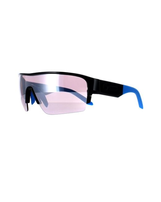 BoohooMAN Blue Dragon Semi Rimless Shiny Black Lumalens Silver Ionized & Spare Tracer X for men