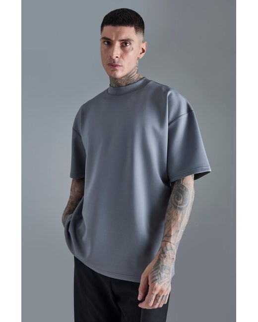 BoohooMAN Gray Tall Oversized Scuba T-shirt for men