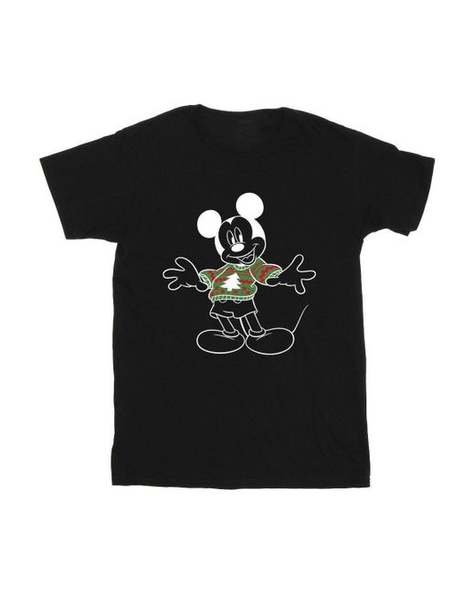BoohooMAN Black Disney Mickey Mouse Xmas Jumper T-shirt for men