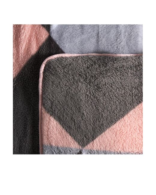 BoohooMAN Gray Ohs Geometric Teddy Fleece Coverless Duvet Quilt Geo Bedding Set 10.5 Tog Pillowcase for men