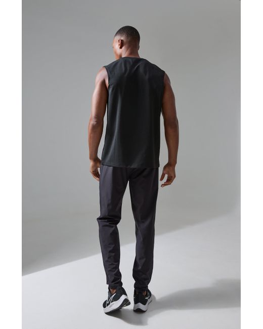 BoohooMAN Gray Active Training Dept Perforated Performance Tank for men
