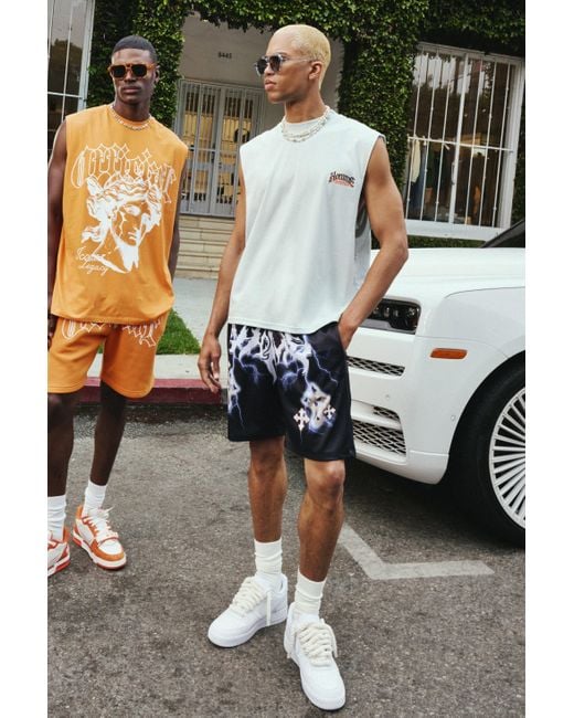 Pantalon Corto De Baloncesto De Malla Con Estampado Homme De Letras Goticas Boohoo de color Azul Lyst