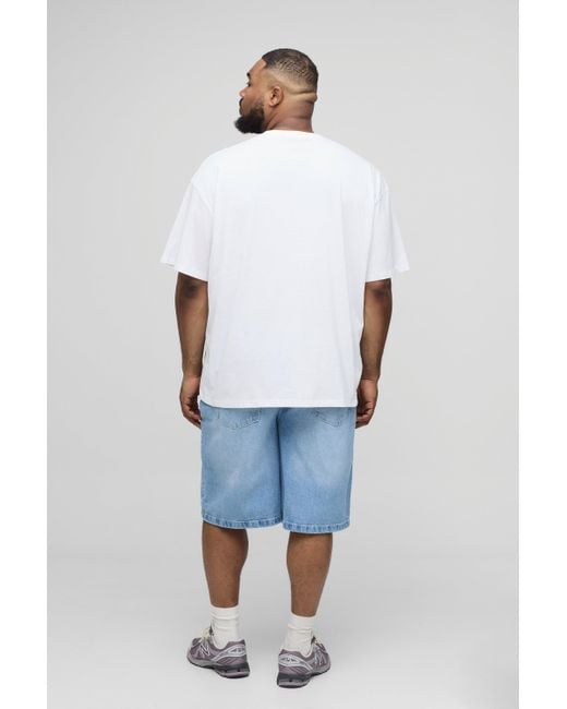 BoohooMAN White Plus Oversized Havana Palm Print T-Shirt for men