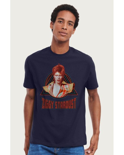 BoohooMAN Blue David Bowie As Ziggy Stardust T-shirt for men