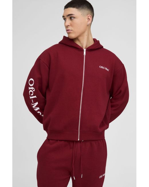 BoohooMAN Kastiger Official Man Trainingsanzug mit Reißverschluss und Kapuze in Red für Herren