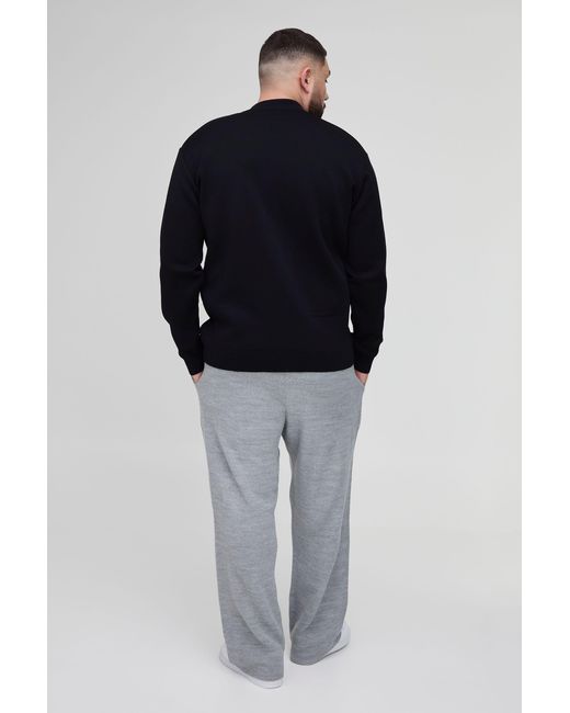 BoohooMAN Blue Plus Smart Knitted Bomber for men