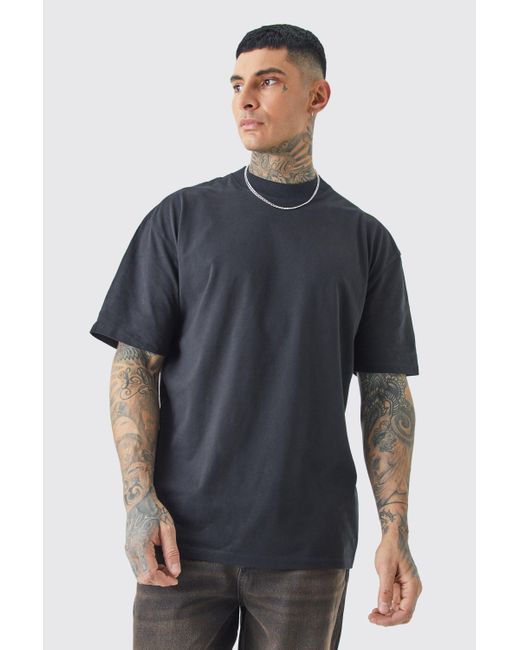 BoohooMAN Blue Tall Oversized Extended Neck Renaissance Back Print T-shirt for men