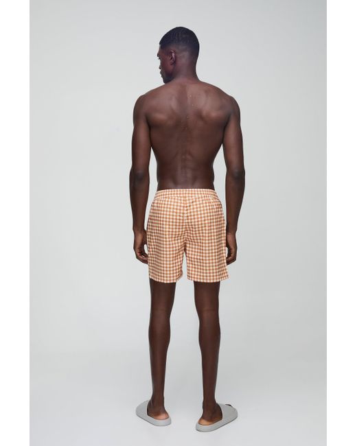 BoohooMAN Mittellange Badehose mit Print in Black für Herren
