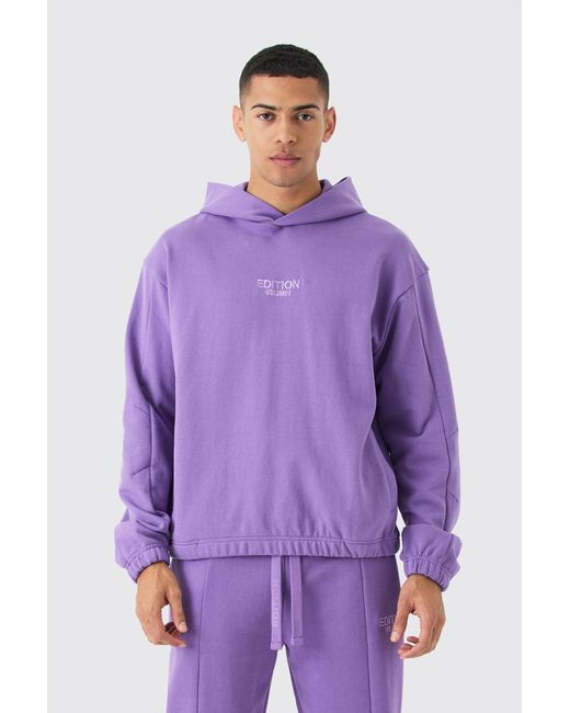 BoohooMAN Purple Edition Oversized Boxy Heavyweight Hoodie for men