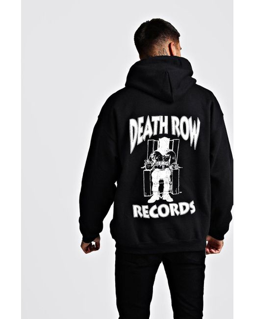 BoohooMAN Black Oversized Death Row License Hoodie for men