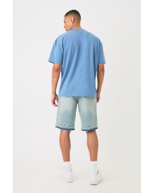 BoohooMAN Blue Oversized Limited Heavy T-shirt for men