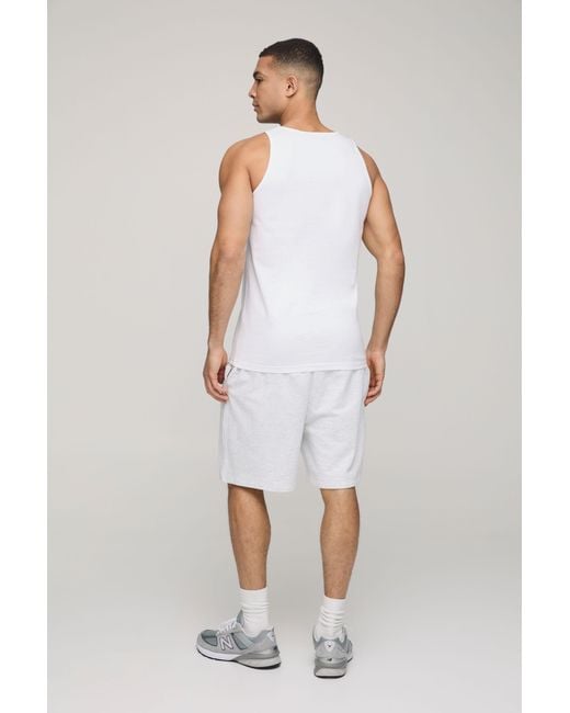 BoohooMAN White Regular Fit Basic Tank for men