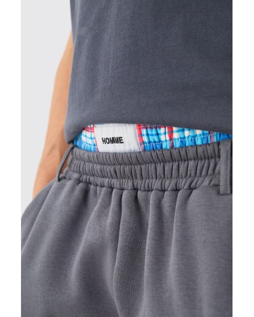 BoohooMAN Blue Relaxed Check Double Waistband Jogger for men