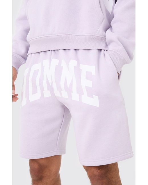 BoohooMAN Purple Oversized Boxy Hooded Short Tracksuit for men