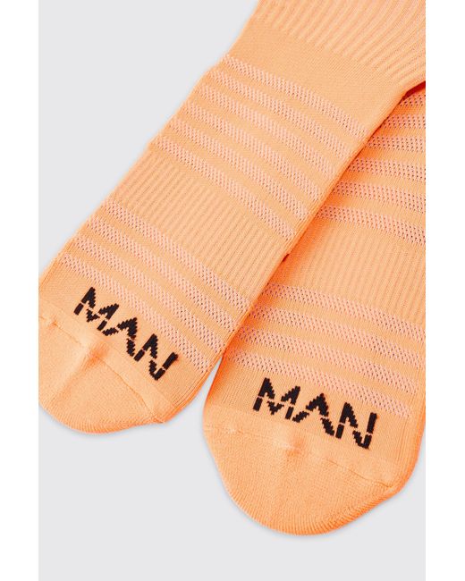 Man Active Neon Running Crew Socks Boohoo de color Orange