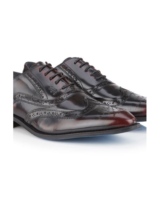 BoohooMAN Red Amen Shoes Kilkenny Leather Star Brogue Shoe for men