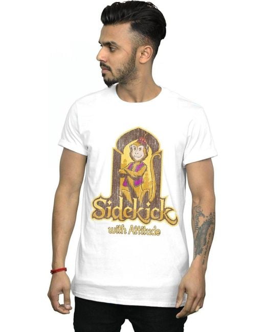 BoohooMAN White Disney Aladdin Movie Abu Sidekick With Attitude T-shirt for men