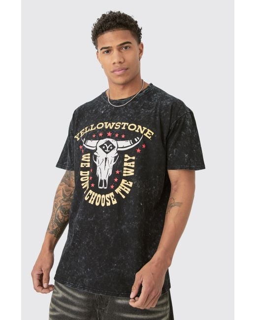 BoohooMAN Gray Oversized Yellowstone License T-shirt for men