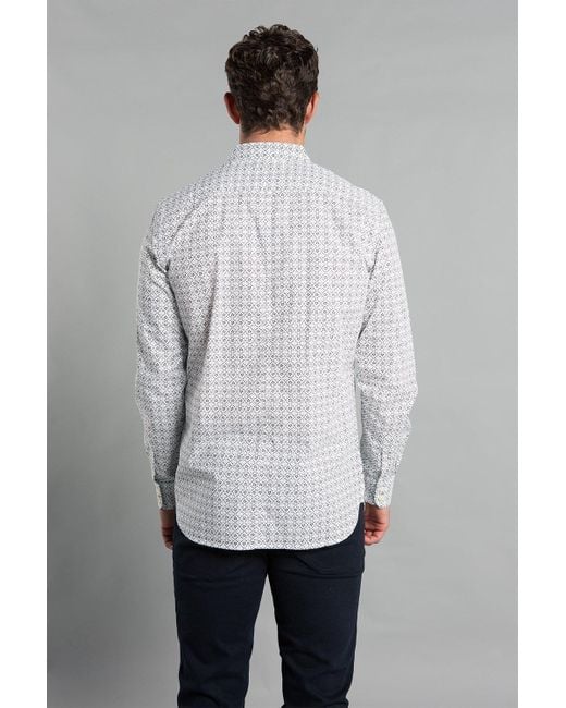 BoohooMAN Gray French Connection Cotton Long Sleeve Floral Shirt for men