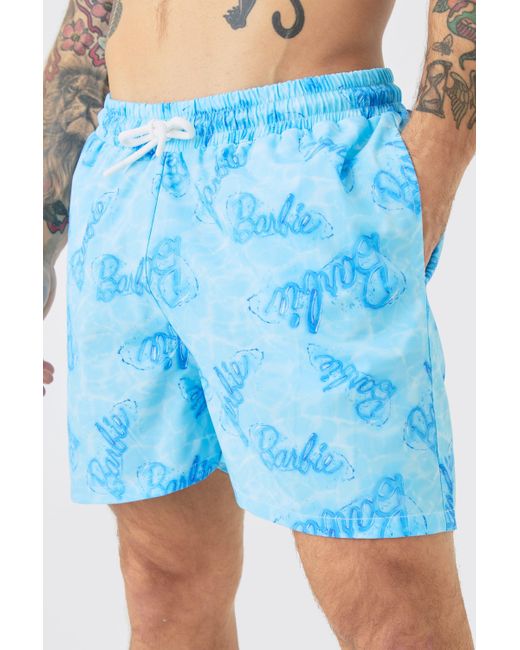 BoohooMAN Blue Short Length Barbie Swim Short for men
