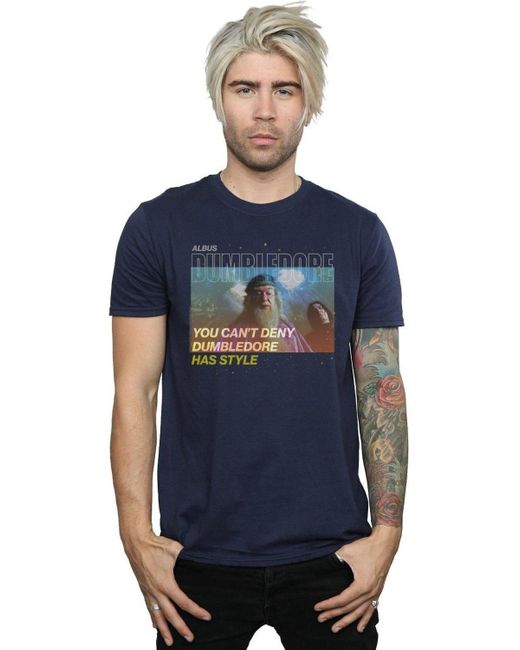 BoohooMAN Blue Harry Potter Dumbledore Style T-shirt for men