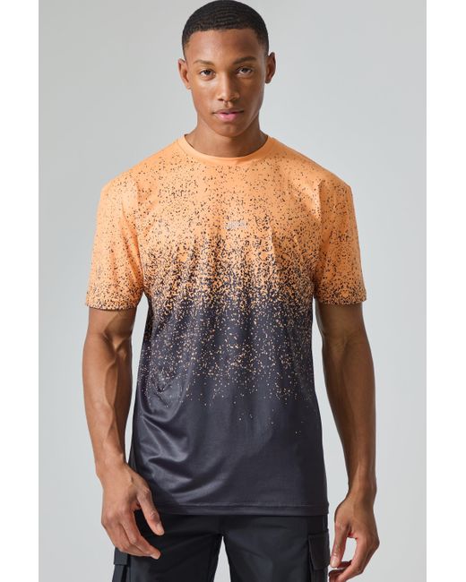 BoohooMAN Gray Active Gym Orange Ombre Raglan T-shirt for men