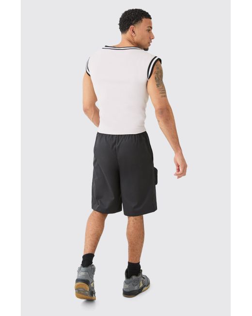 BoohooMAN White Cropped Basketball Tank for men