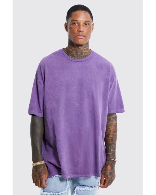 BoohooMAN Purple Oversized Skull Overdye Graphic T-shirt for men