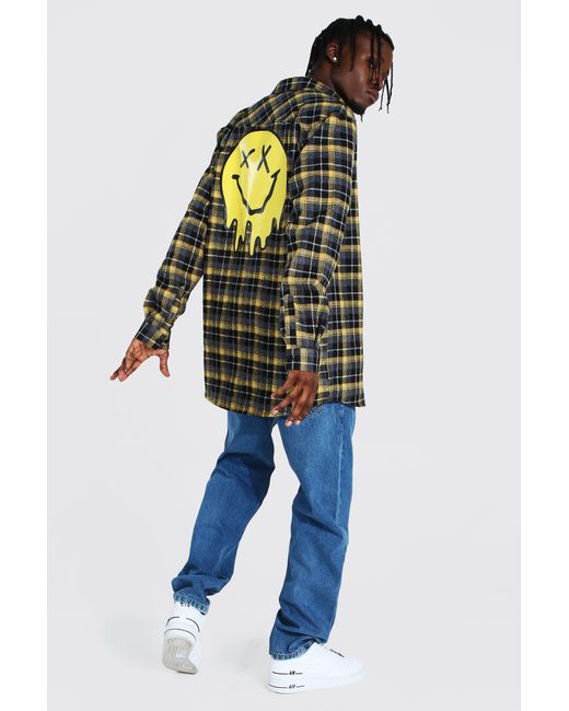 BoohooMAN Longline Flannel Shirt With 