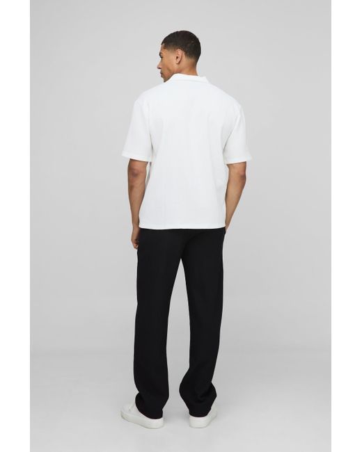 BoohooMAN Black Elasticated Waist Relaxed Fit Pleated Pants for men