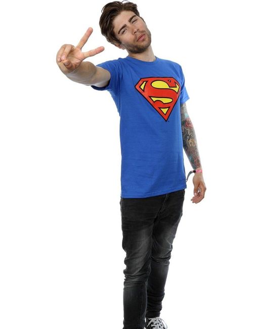 BoohooMAN Blue Dc Comics Superman Logo T-shirt for men