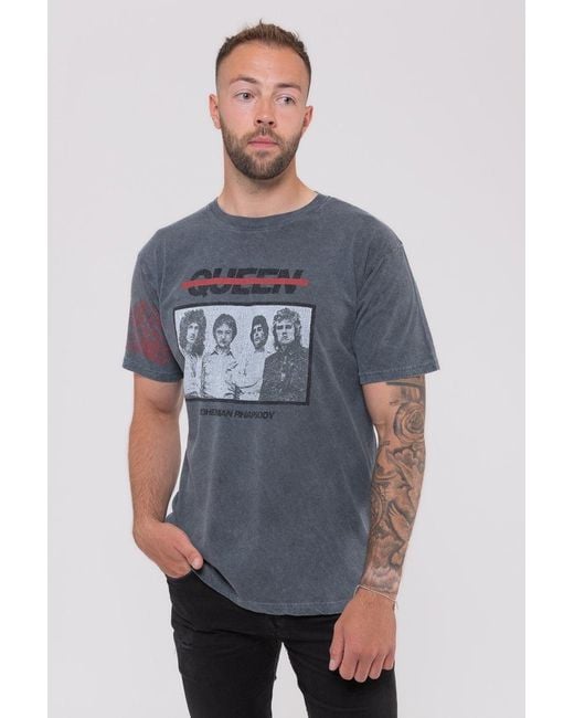 BoohooMAN Blue Queen Bo Rhap Photo Dip Dye Wash T Shirt for men