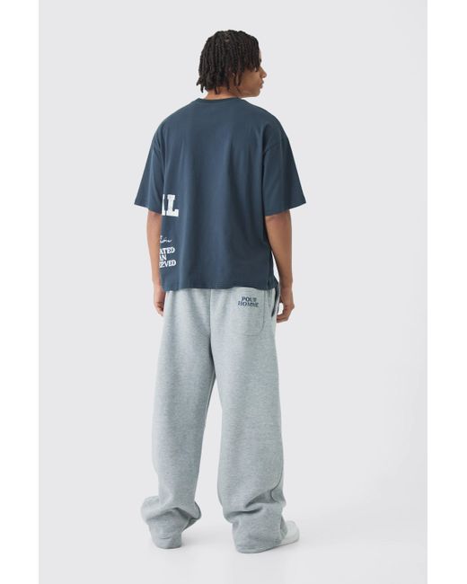 BoohooMAN Jogginghose mit weitem Bein und Official-Print in Gray für Herren