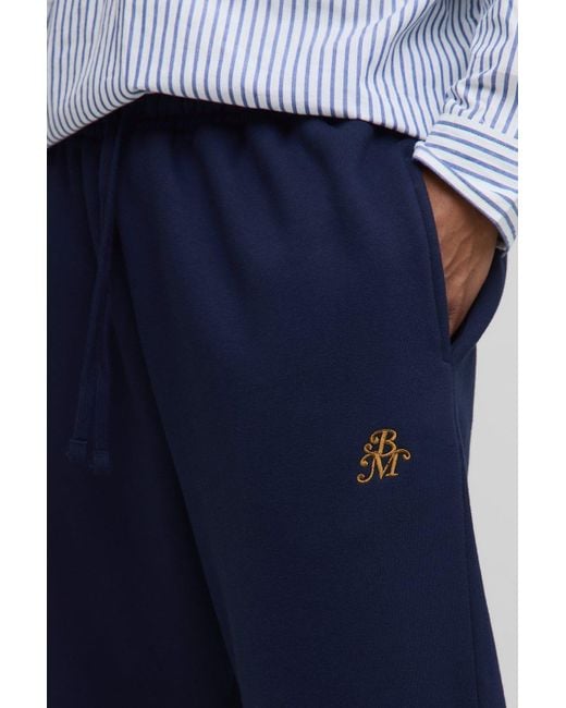 Baggy Bm Scroll Barrel Fit Joggers Boohoo de color Blue