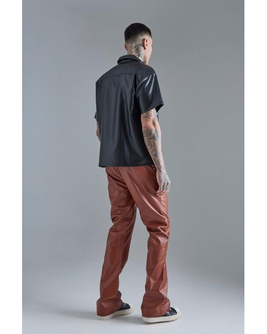 BoohooMAN Tall Slim Flare Pu Tailored Pants for men