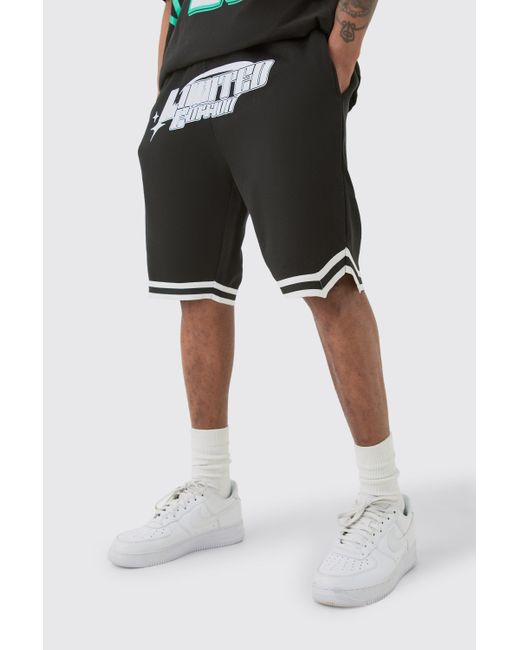 BoohooMAN Tall Loose Fit Limited Edition Basketball Short In Black for men