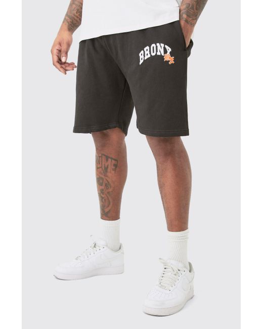 Boohoo Black Plus Loose Fit Varsity Jersey Shorts