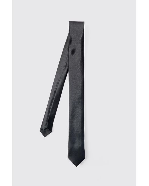 BoohooMAN Basic Satin Tie In Black for men
